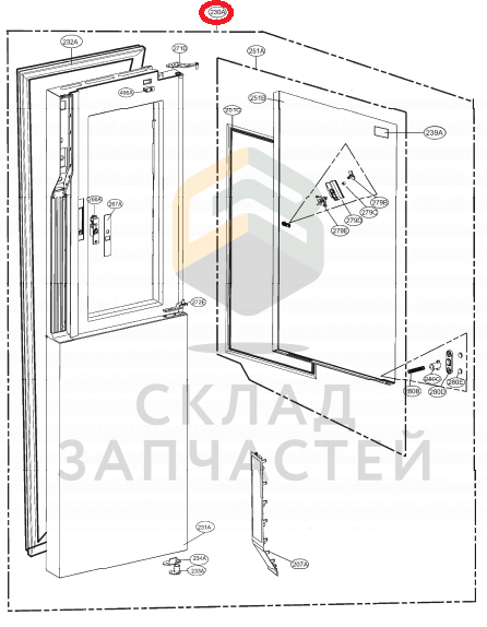 Дверь холодильника в сборе для LG GC-J237JAXV