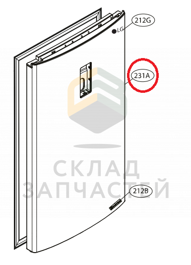 ADD73716402 LG оригинал, дверь верхняя (внешняя часть)