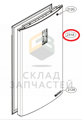 ADD73716405 LG оригинал, дверь верхняя (внешняя часть)