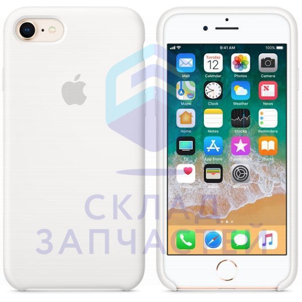 Cиликоновый чехол накладка (цвет - White), Копия высокого качества для Apple iPhone 8