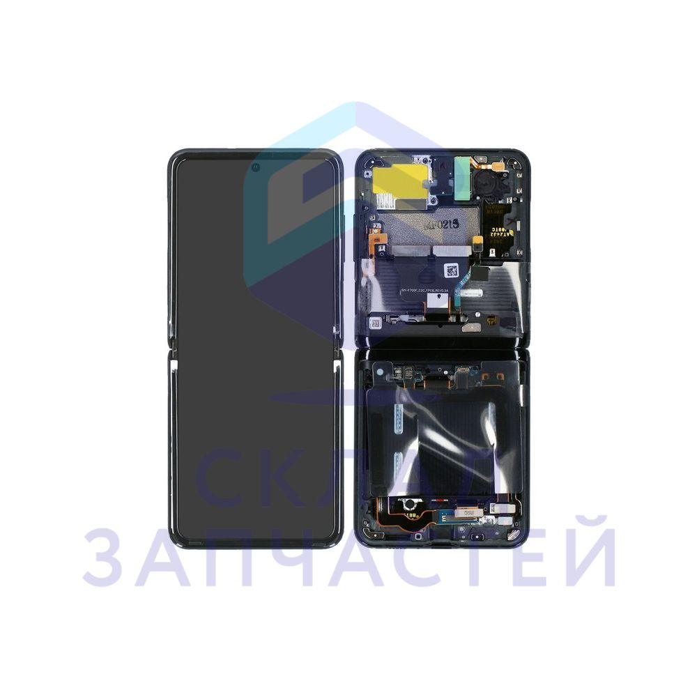 Дисплей в сборе (цвет: Black) для Samsung SM-F700F/DS Galaxy Z Flip