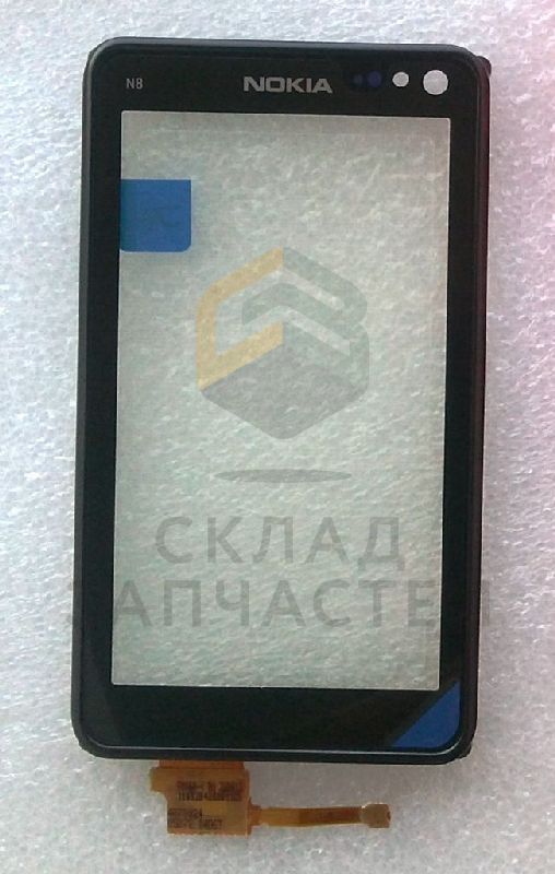 Сенсорное стекло (тачскрин) в раме со шлейфом (Dark Grey) для Nokia N8-00