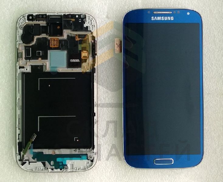 Дисплей (lcd) в сборе с сенсорным стеклом (тачскрином) и передней панелью (Blue) для Samsung GT-I9500