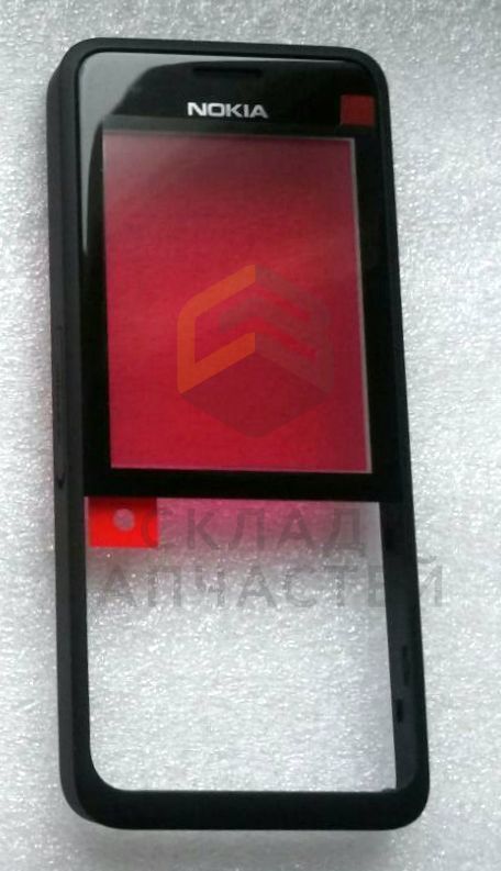 Передняя панель с защитным стеклом дисплея (Black) для Nokia ASHA 301 1SIM