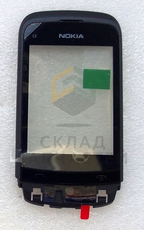 Сенсорное стекло (тачскрин) в раме со шлейфом динамиком и клавиатурой функциональной (Black) для Nokia C2-03