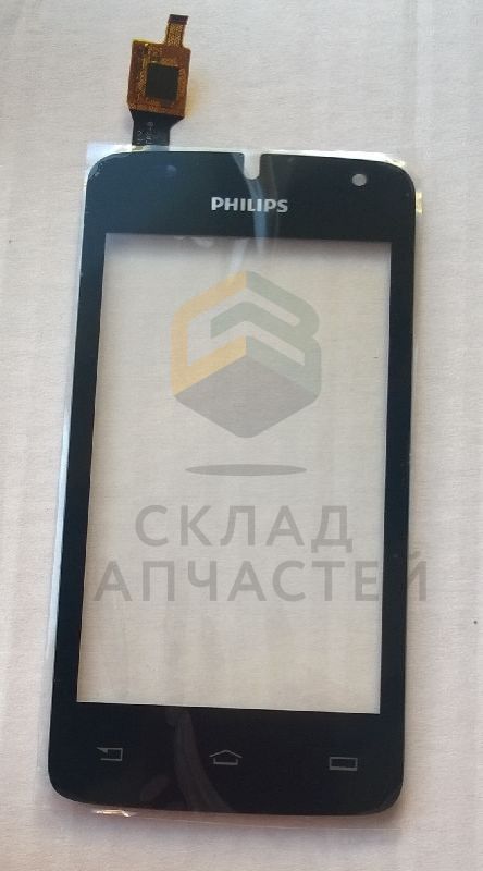 Сенсорное стекло (тачскрин) (Black) для Philips W536