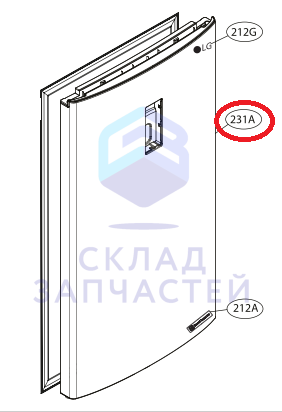 Дверь верхняя (внешняя часть) для LG GA-B499SQKZ.AWBQCIS