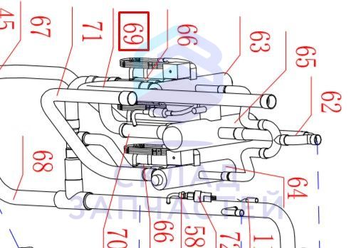Труба с 4-ходовым клапаном для Haier AV12IMVURA (AA9AK5E2R00)