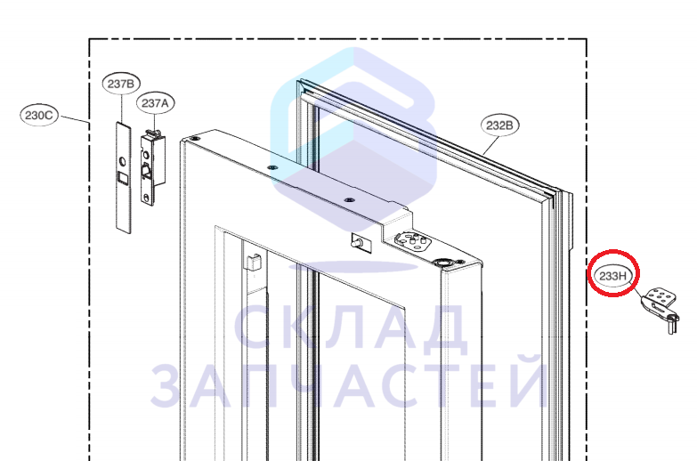 Петля в сборе верхняя, оригинал LG AEH72957201