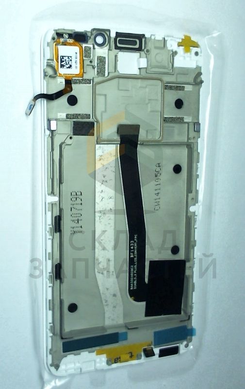 Дисплей (lcd) в сборе с сенсорным стеклом (тачскрином) и передней панелью (White), оригинал Alcatel F-GBCA332AB10C0