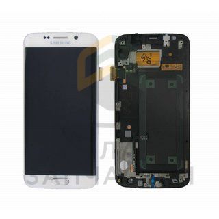 Дисплей (lcd) в сборе с сенсорным стеклом (тачскрином) и кнопкой Home (White) для Samsung SM-G925F Galaxy S6 Edge