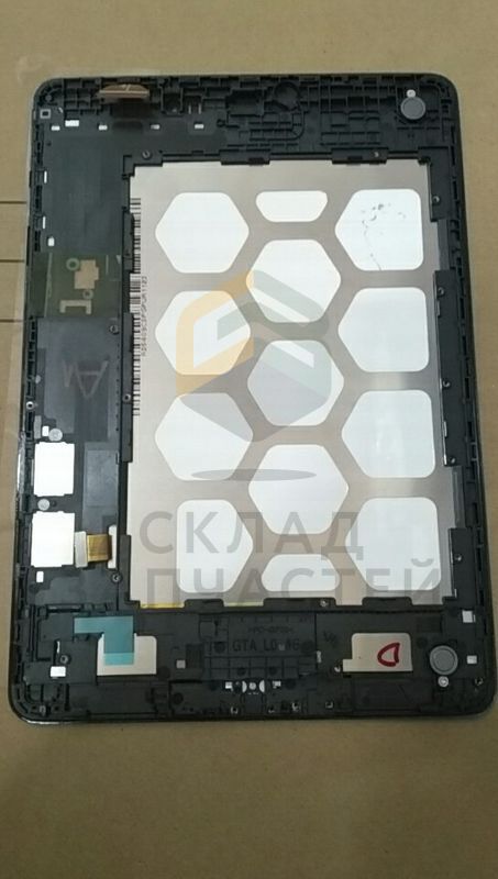 Дисплей в сборе с сенсорным стеклом (тачскрином) и передней панелью (цвет - Grey) для Samsung SM-T555