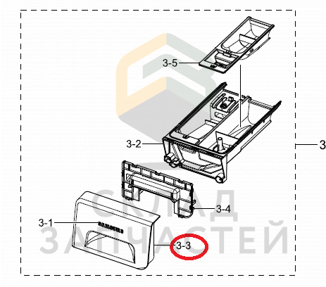 Панель ящика для порошка для Samsung WW12K8412OW/LP