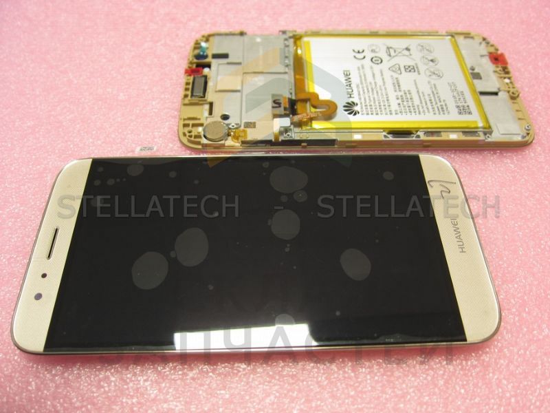 Дисплейный модуль: (дисплей + сенсорное стекло + передняя панель + динамик разговорный + аккумулятор + вибромотор) (Золотой) для Huawei G8 (D2RIO-L01)