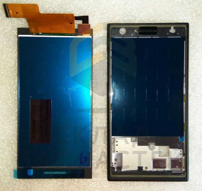 Дисплей (lcd) в сборе с сенсорным стеклом (тачскрином) и передней панелью (Black) для Philips S396