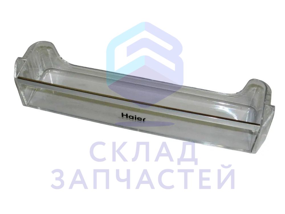 0530061587 Haier оригинал, Полка балкон на дверь (c хром полосой) 38x7x9,5см холодильника