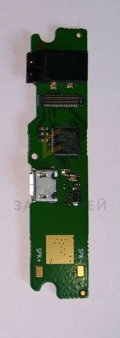 Плата антенная с разъёмами USB и гарнитуры, микрофоном и компонентами (Sub PCBA) для FLY IQ4403