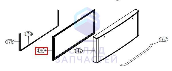 Изображение товара Оригинальный уплотнитель передней панели ящика морозильной камеры Haier 0060301104