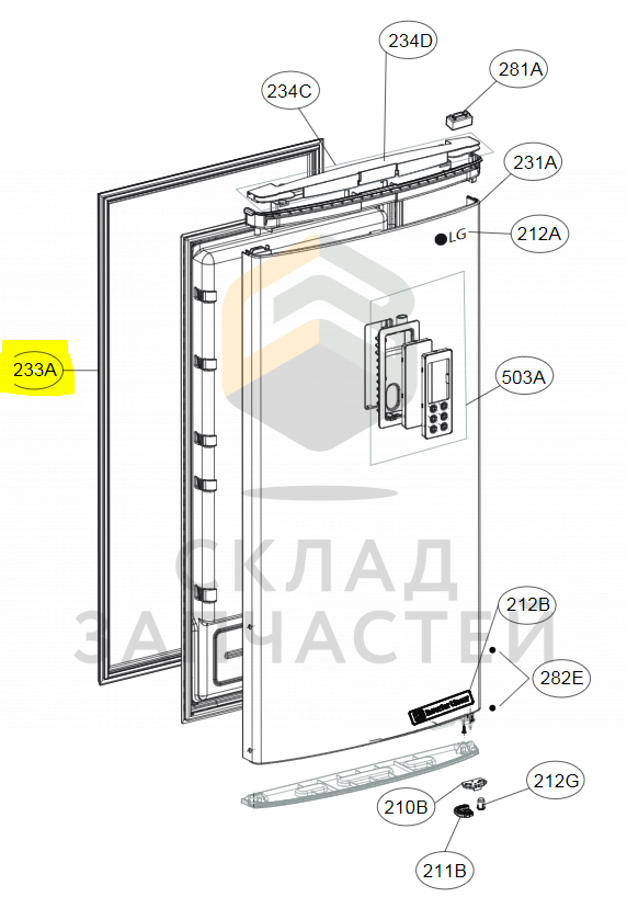 Прокладка двери, оригинал LG ADX74090405