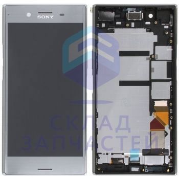 Дисплей в сборе с сенсорным стеклом (тачскрином) и передней панелью (цвет - Chrome) для Sony G8142