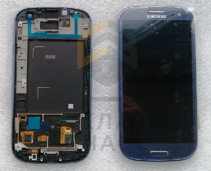 Дисплей (lcd) в сборе с сенсорным стеклом (тачскрином) и передней панелью (Metallic Blue) для Samsung GT-I9300 Galaxy S3