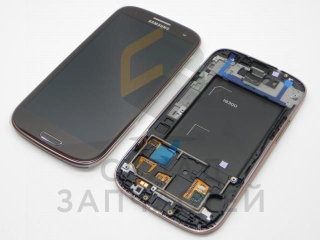 Дисплей (lcd) в сборе с сенсорным стеклом (тачскрином) и передней панелью (Brown) для Samsung GT-I9300 Galaxy S3