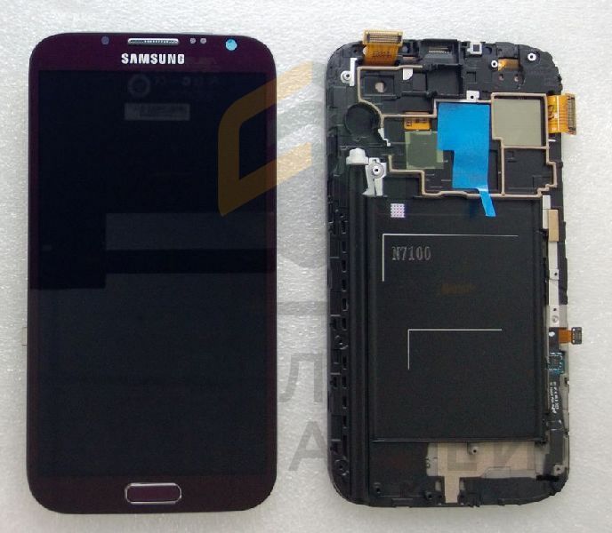 Дисплей (lcd) в сборе с сенсорным стеклом (тачскрином) и передней панелью (Red) для Samsung GT-N7100