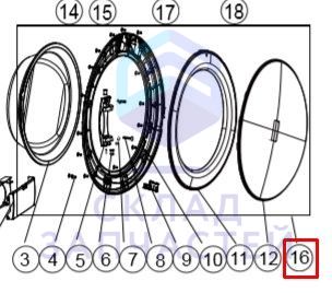 0020806098AD Haier оригинал, Дверь люка в сборе