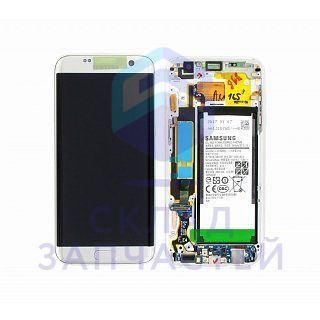 Дисплей в сборе с сенсорным стеклом (тачскрином), передней панелью и аккумулятором (цвет - Silver) для Samsung SM-G935FD Galaxy S7 EDGE