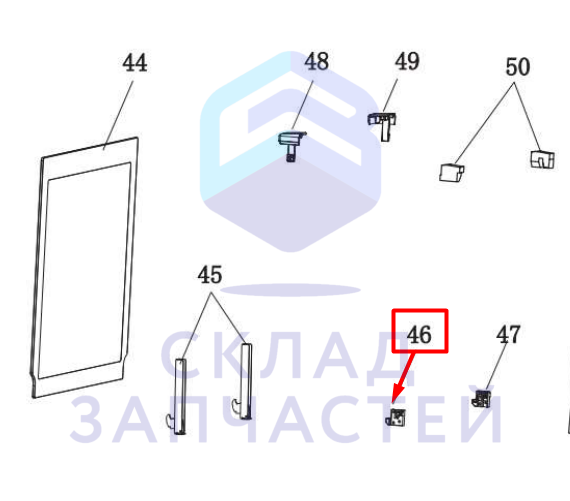 0530029531 Haier оригинал, крепление внутреннего стекла, нижнее левое