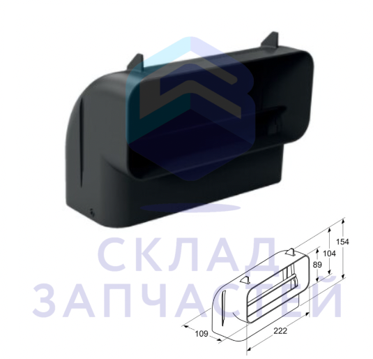 Изображение товара 17005037 Neff оригинал, вертикальный угловой вентиляционный канал для вытяжек, размер  m , черный, с малым радиусом закругления, угол = 90°, z861sb3