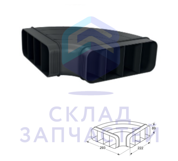 Изображение товара 17005356 Neff оригинал, горизонтальный угловой вентиляционный канал для вытяжек (плоский), черный, угол = 90°, z861sb1