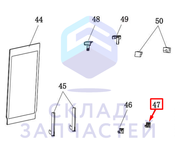 0530029532 Haier оригинал, Крепление стекла правое духового шкафа