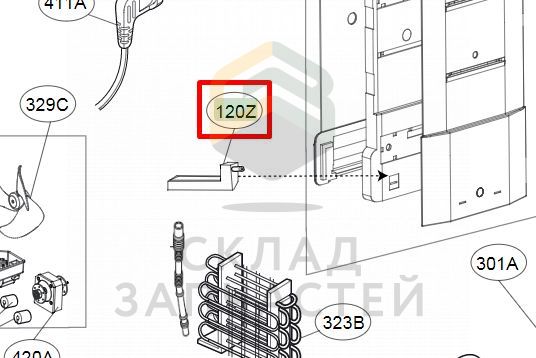 Воздушная заслонка холодильника для LG GA-B429SYUZ
