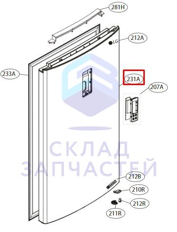 Дверь холодильной камеры в сборе для LG GA-M429SARZ