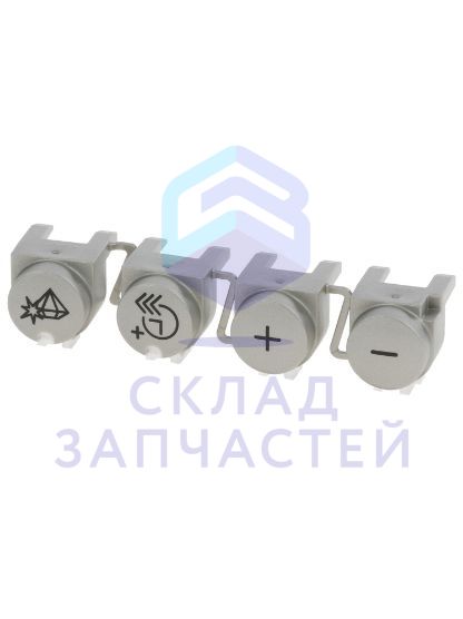 Изображение товара Набор кнопок цветная нержавеющая сталь Bosch среднего класса 6 програ ммных кнопок, с печатью, оригинал Bosch 00632183