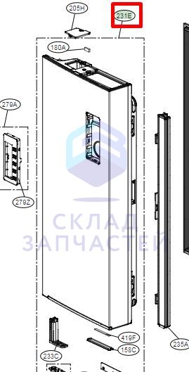 Дверь холодильного отделения холодильника для LG GC-B22FTLPL.APZQCIS