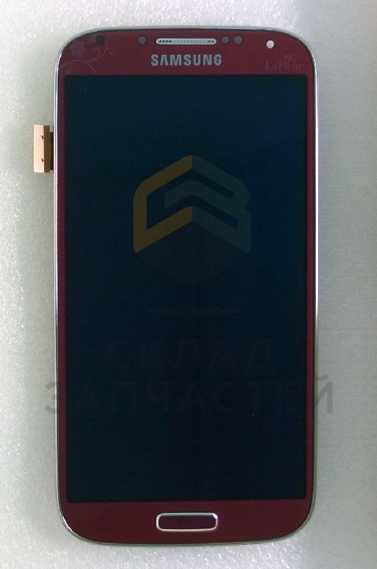 Дисплей (lcd) в сборе с сенсорным стеклом (тачскрином) и передней панелью (Red) для Samsung GT-I9500
