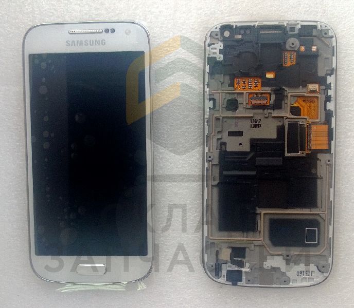 Дисплей (lcd) в сборе с сенсорным стеклом (тачскрином) и передней панелью (White) для Samsung GT-I9192 GALAXY S4 mini (2 SIM)