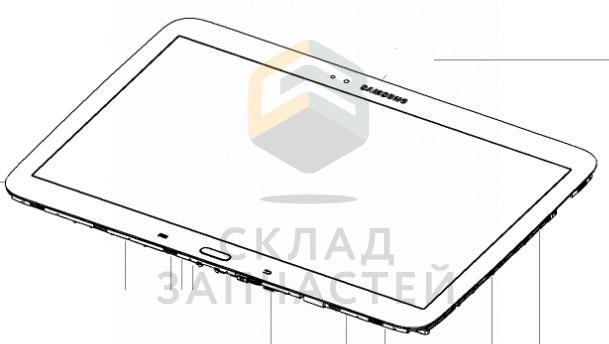 Дисплей (lcd) в сборе с сенсорным стеклом (тачскрином) и передней панелью (Black) для Samsung GT-P5200