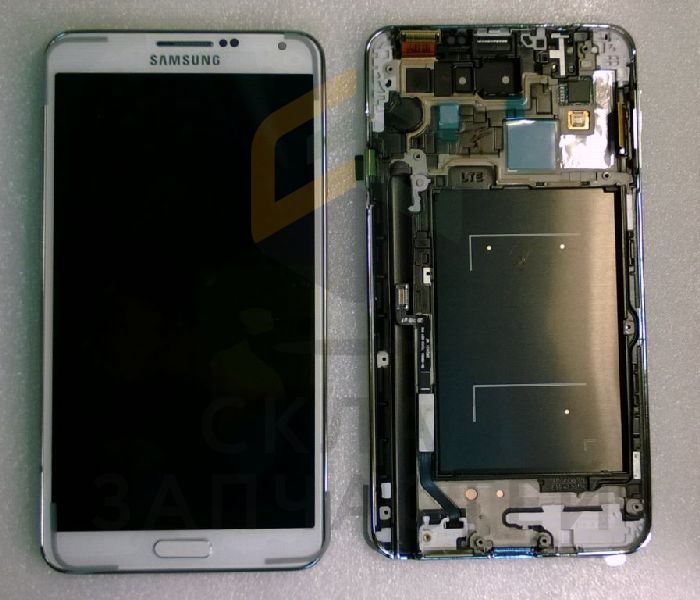 Дисплей (lcd) в сборе с сенсорным стеклом (тачскрином) и передней панелью (White), оригинал Samsung GH97-15107B