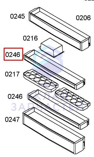 00668470 Bosch оригинал, Полка на дверь холодиьника средняя 559x136x75мм, цвет синий