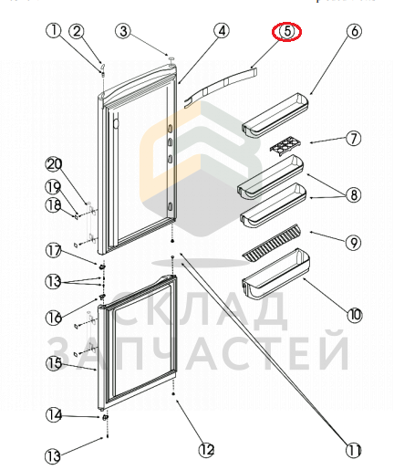 Крышка верхней накладки двери для Indesit TIA 16
