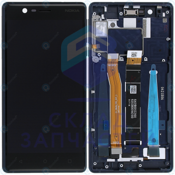 Дисплей в сборе с сенсорным стеклом (тачскрином) и передней панелью (цвет - Blue) для Nokia 3 Dual Sim (TA-1032)