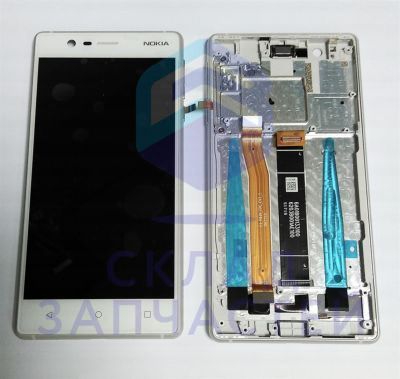 Дисплей в сборе с сенсорным стеклом (тачскрином) и передней панелью (цвет - Silver) для Nokia 3 Dual Sim (TA-1032)