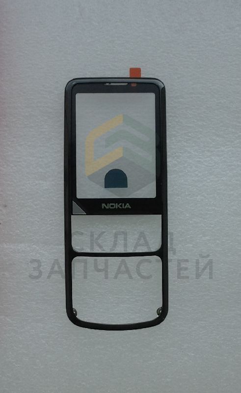 Передняя панель корпуса с защитным стеклом дисплея, Black для Nokia 6700 Classic