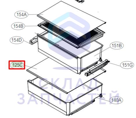 Полка холодильника в сборе для LG GA-B509CBTL.AMCQCIS