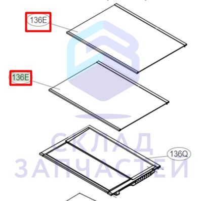 Полка холодильника в сборе для LG GA-B509CBTL.AMCQCIS