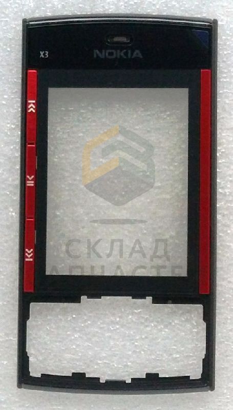 Передняя панель корпуса с защ. стеклом дисплея и клавиатурой (Red) для Nokia X3-00