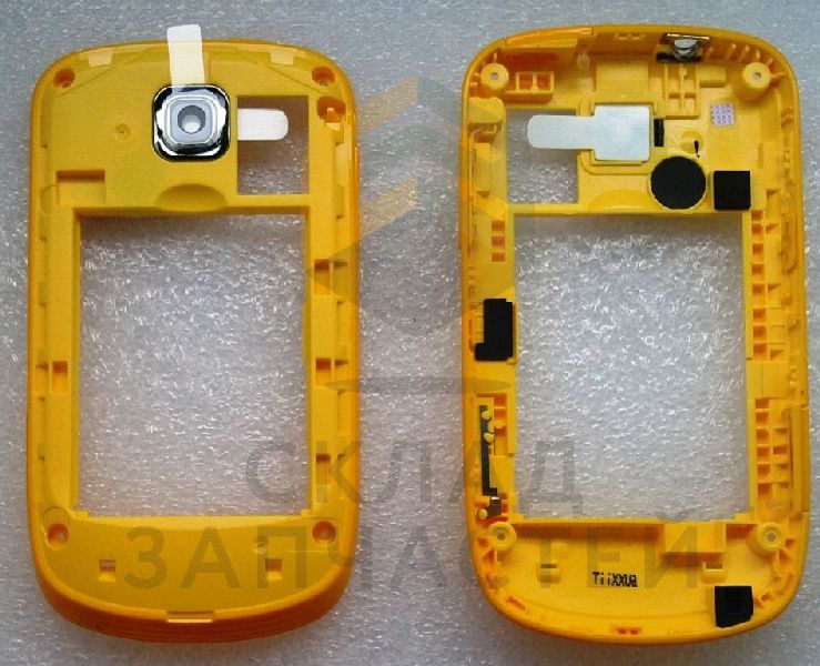 Задняя часть корпуса в сборе с кнопками громкости и кнопкой блокировки (Festival Yellow) для Samsung GT-S3850